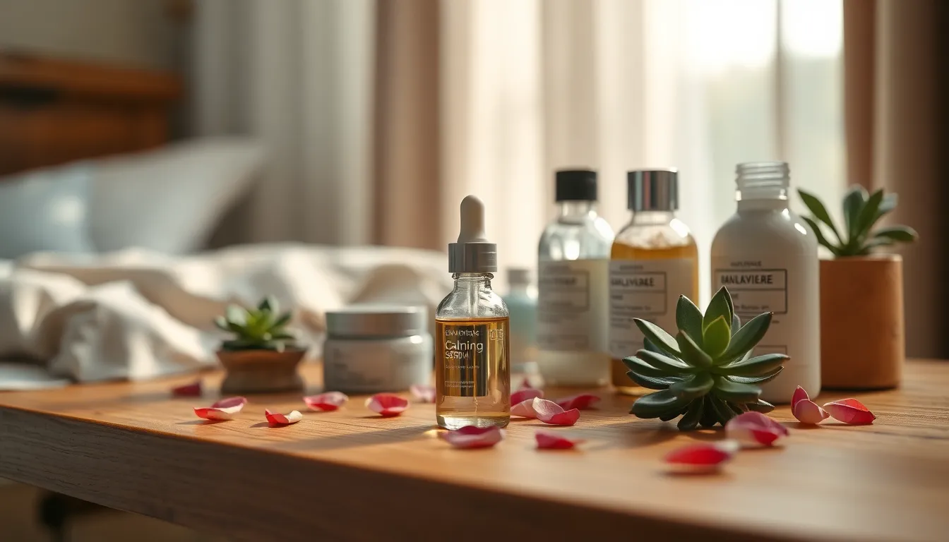 진정 앰플로 관리된 깨끗한 피부 클로즈업