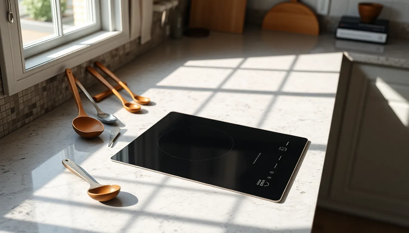 좁은 주방에 설치된 스마트 인덕션